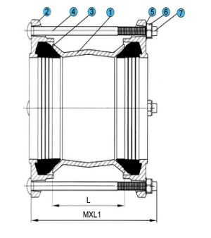 Flexible Rubber Coupling for Pipes drawing