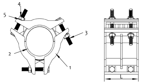 Rubber Clamp for Pipe Leaks drawing