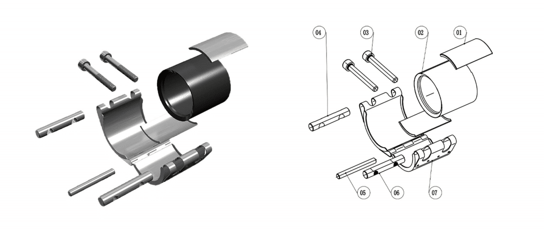 pipe coupler clamp assembling drawing