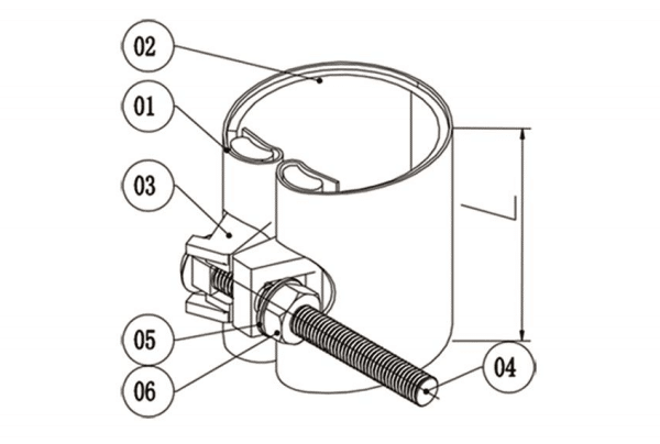 steel repair clamp drawing