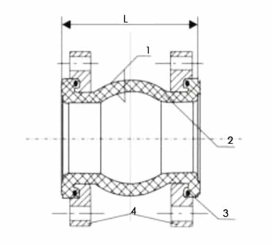 single sphere flexible rubber joint drawing