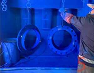 workers in coating workshop