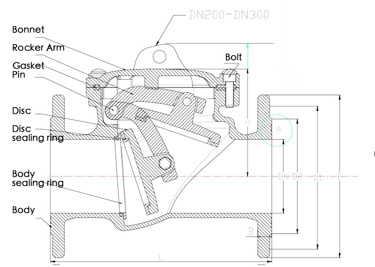 Swing Check Valve With Rocker Arm And Pin diagram