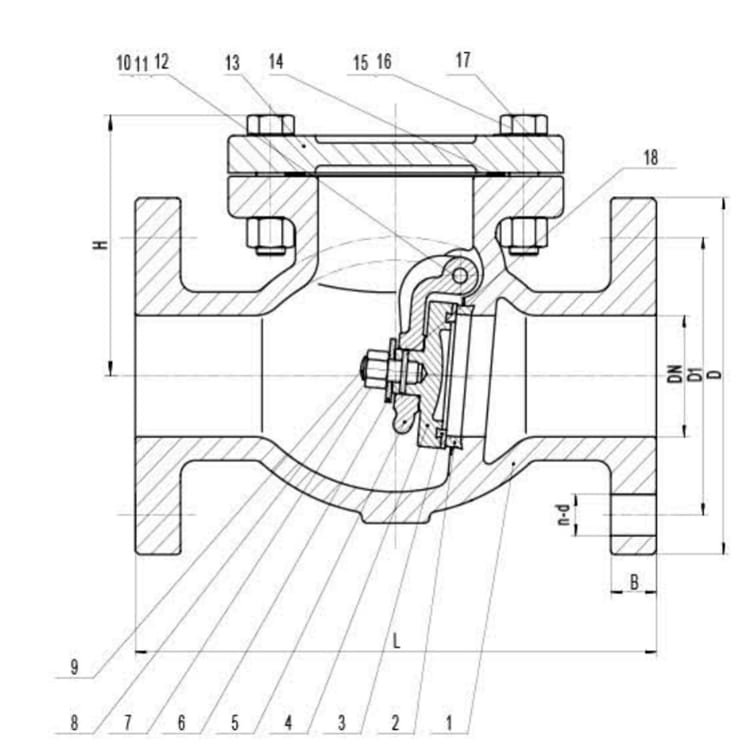 awwa swing check valve drawing