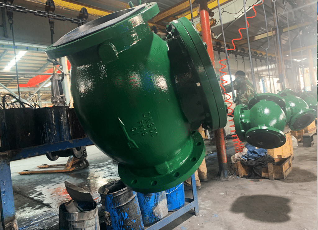 swing check valve in coating workshop