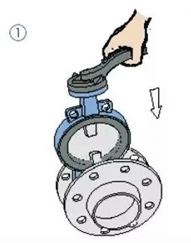 wafer type butterfly valve installation step 1