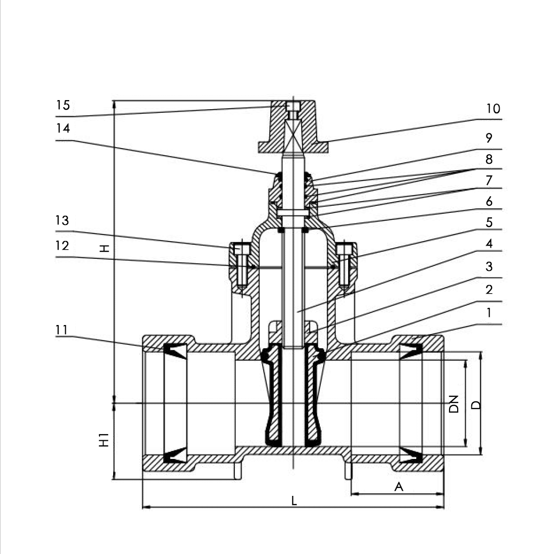 push-fit-gate-valve drawing