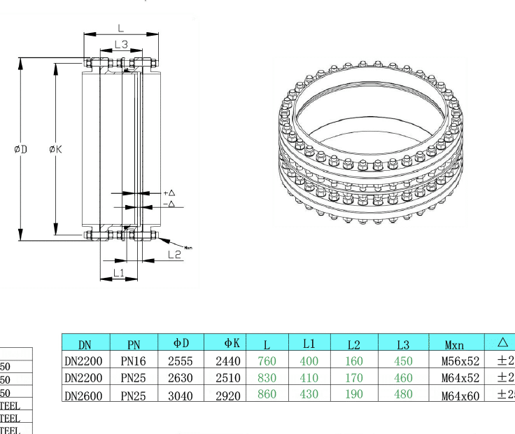 big size DI dismantling joint drawing