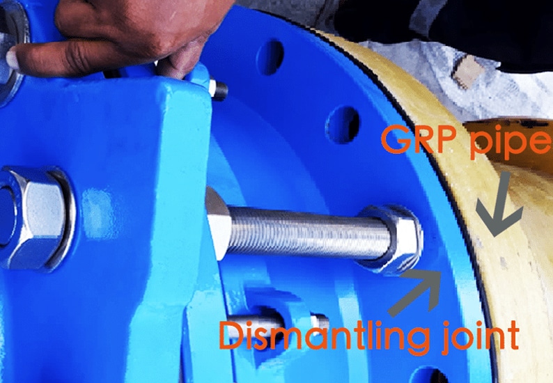 dismantling joint connected with GRP pipe