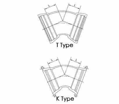 Double Socket 45° Bend drawing