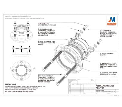 restrained flange adaptor drawing