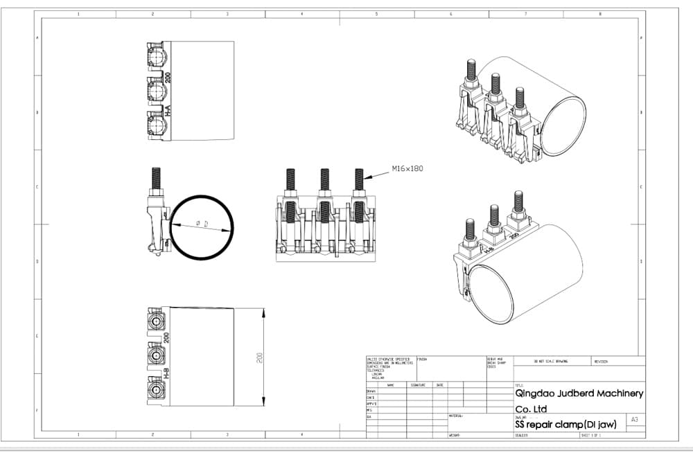 stainless steel repair clamp drawing