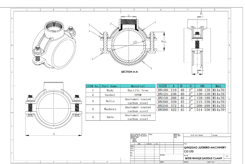 wide range saddle clamp drawing