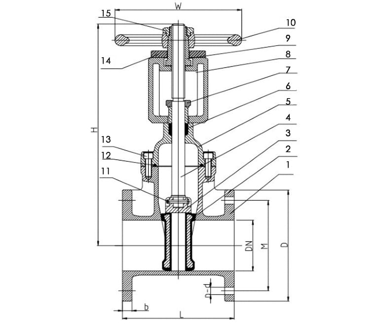 osy awwa gate valve drawing