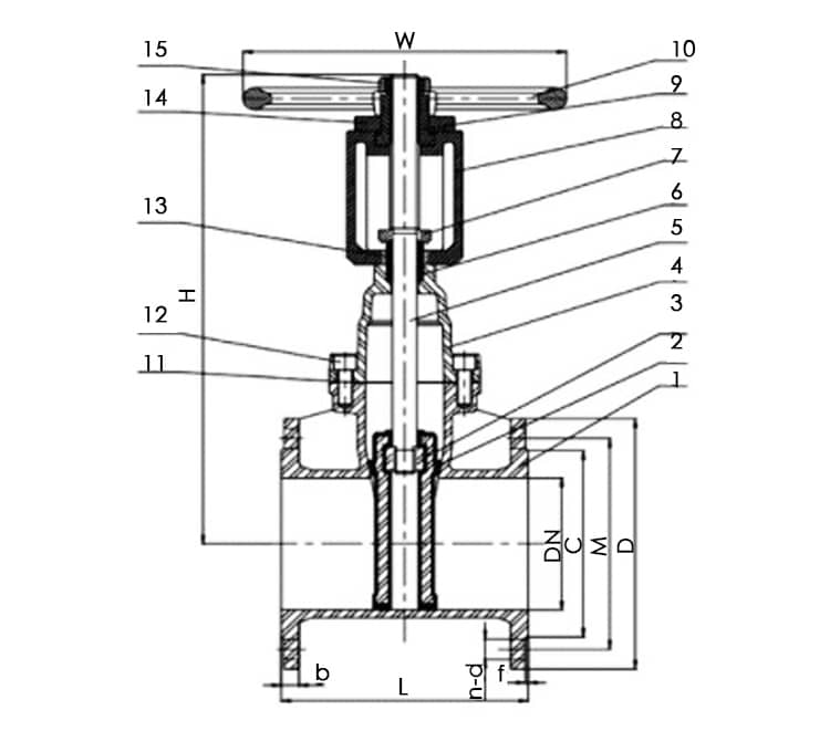 os&y gate valve drawing