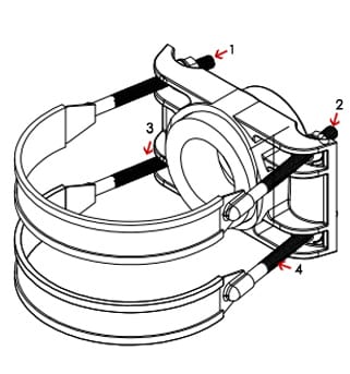 Tapping saddle with thread outlet-double bands or multiple bands for big size pipes installation instruction step 4-2