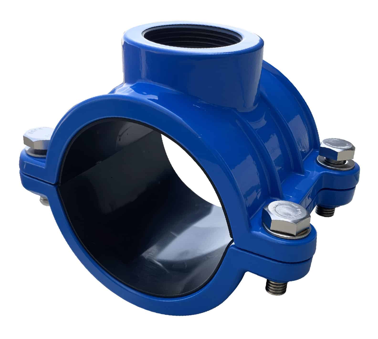 Cast Iron Saddle Clamp for HDPE pipe and PVC pipe ,with BSP, NPT, CC etc thread outlet