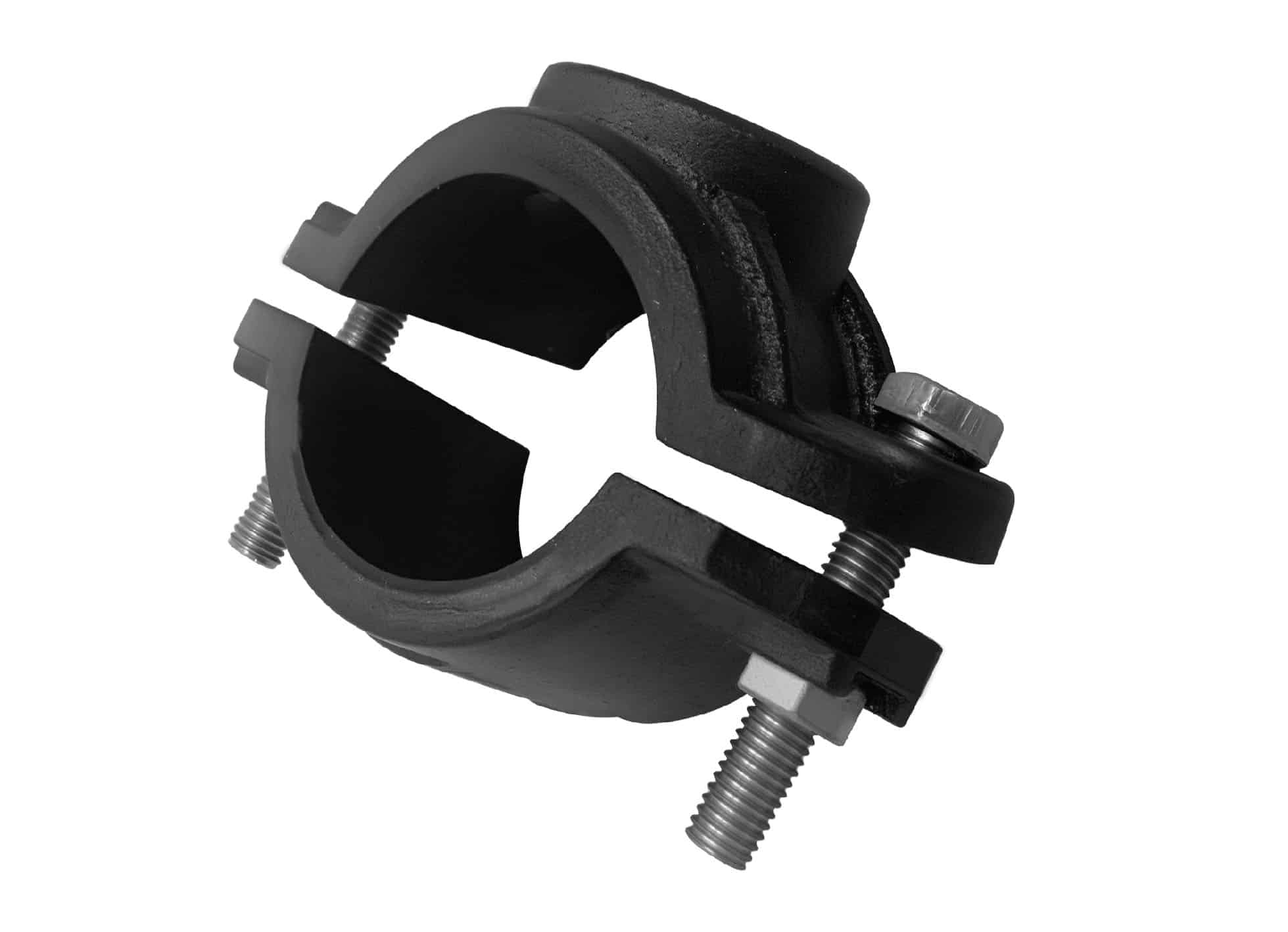 Grey Cast Iron Saddle Clamp with Thread Outlet 1