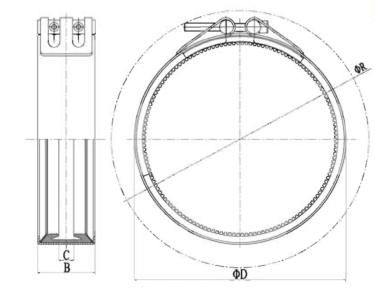 Narrow Restrained Stainless Steel Pipe Coupling drawing