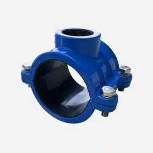 Cast iron saddle clamp for HDPE pipe and PVC pipe, with BSP, NPT, CC etc thread outlet