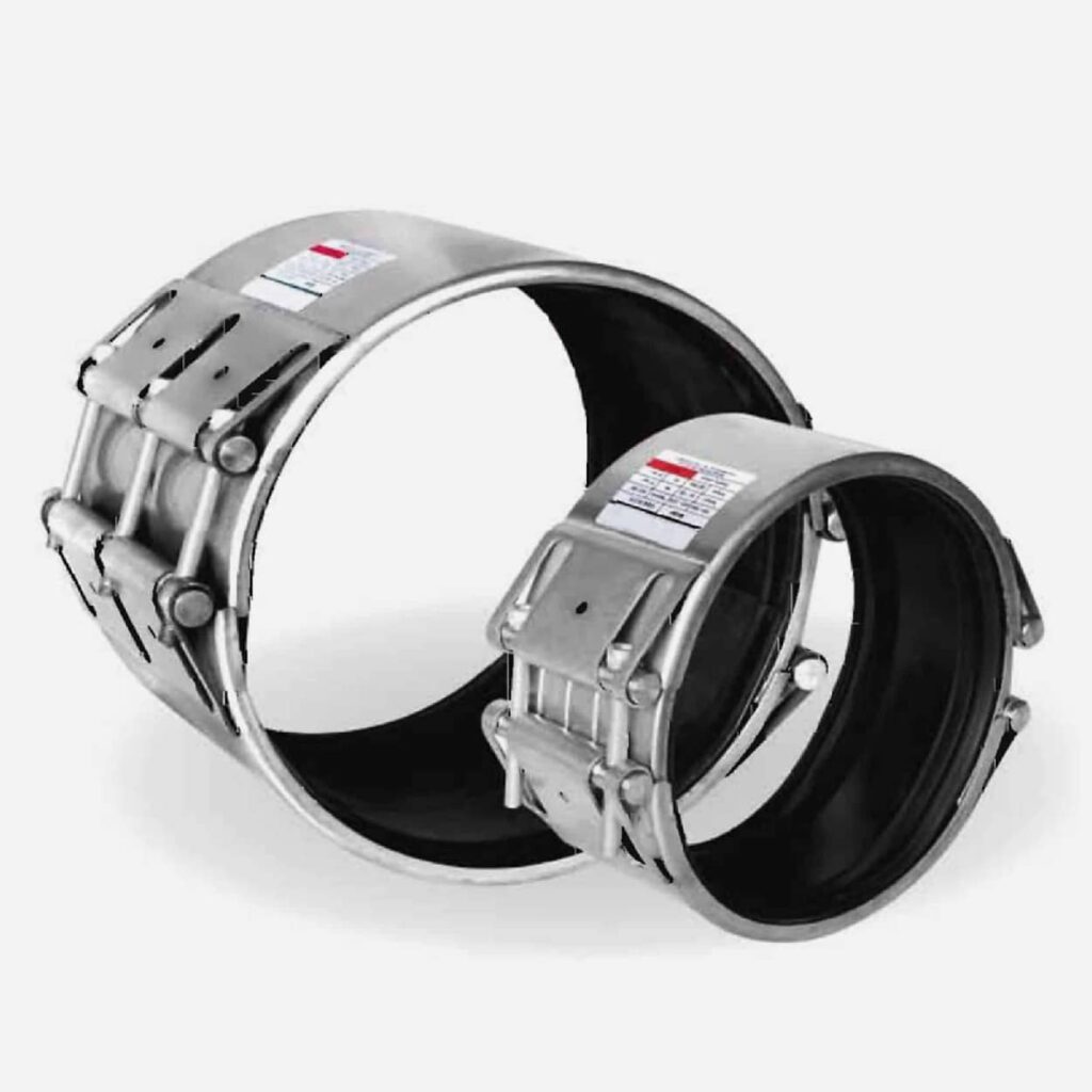 Double bands stainless steel pipe repair coupling for permanent repair with pressure in pipeline