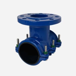 Pipe saddle clamp for PVC and HDPE pipe 6 bolts flange outlet