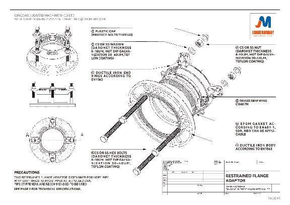 RESTRAINED FLANGE ADAPTOR DRAWING