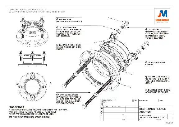 RESTRAINED FLANGE ADAPTOR DRAWING
