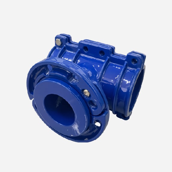 Saddle clamp for PVC and PE pipe 8 bolts with loose flange outlet
