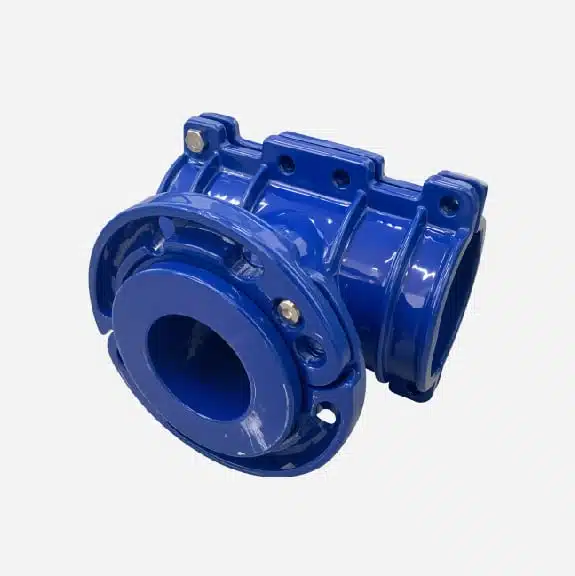 Saddle clamp for PVC and PE pipe 8 bolts with loose flange outlet