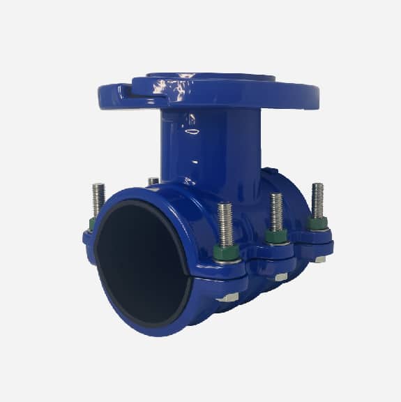 Saddle fittings for PVC and PE pipe or Iron pipe with loose flange outlet