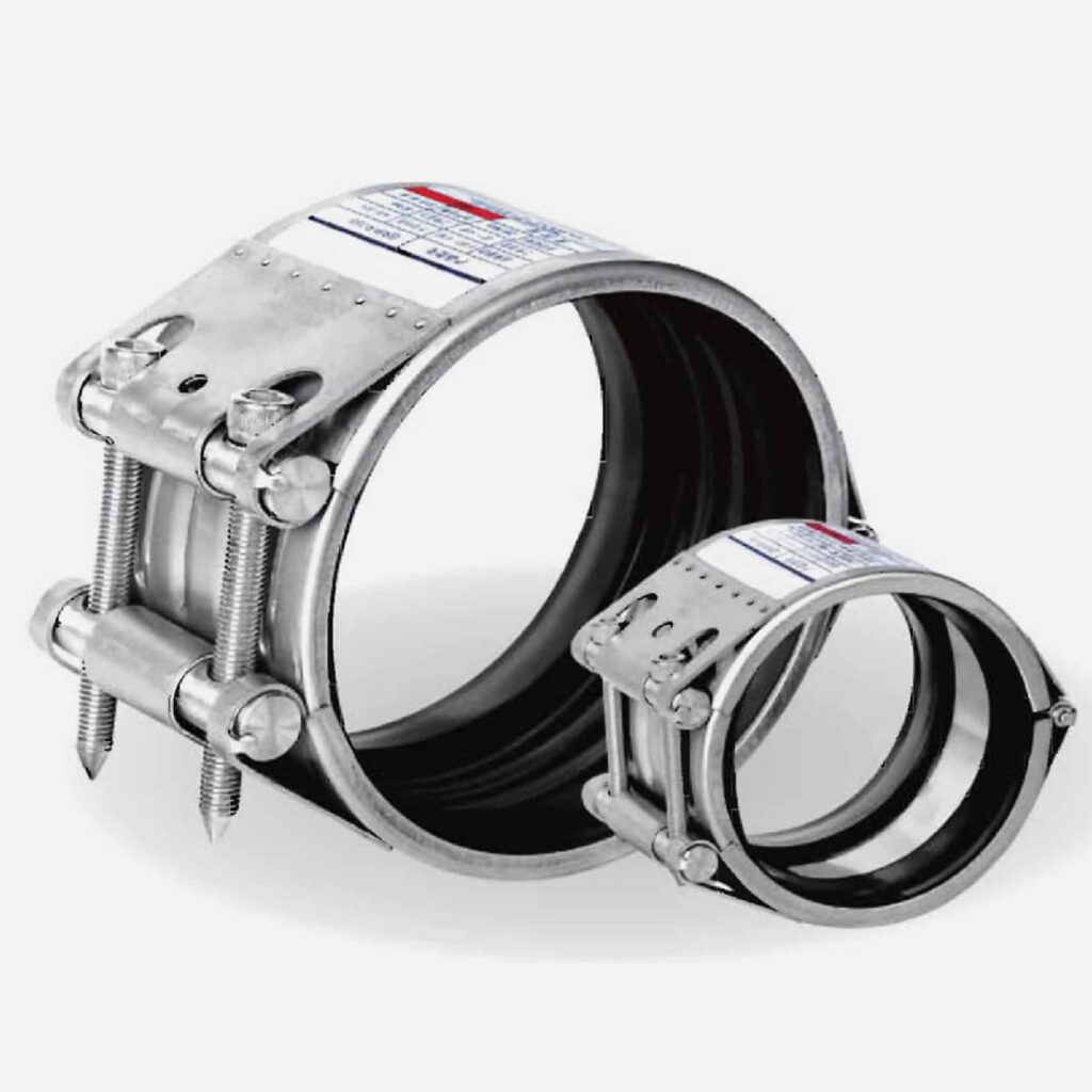 Single band stainless steel pipe repair coupling for permanent repair with pressure in pipeline