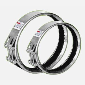 Stainless steel pipe coupling with anchor rings to avoid pipes to be pulled out, axially restrained, narrow type for limited space
