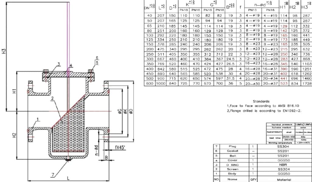 basket strainer drawing