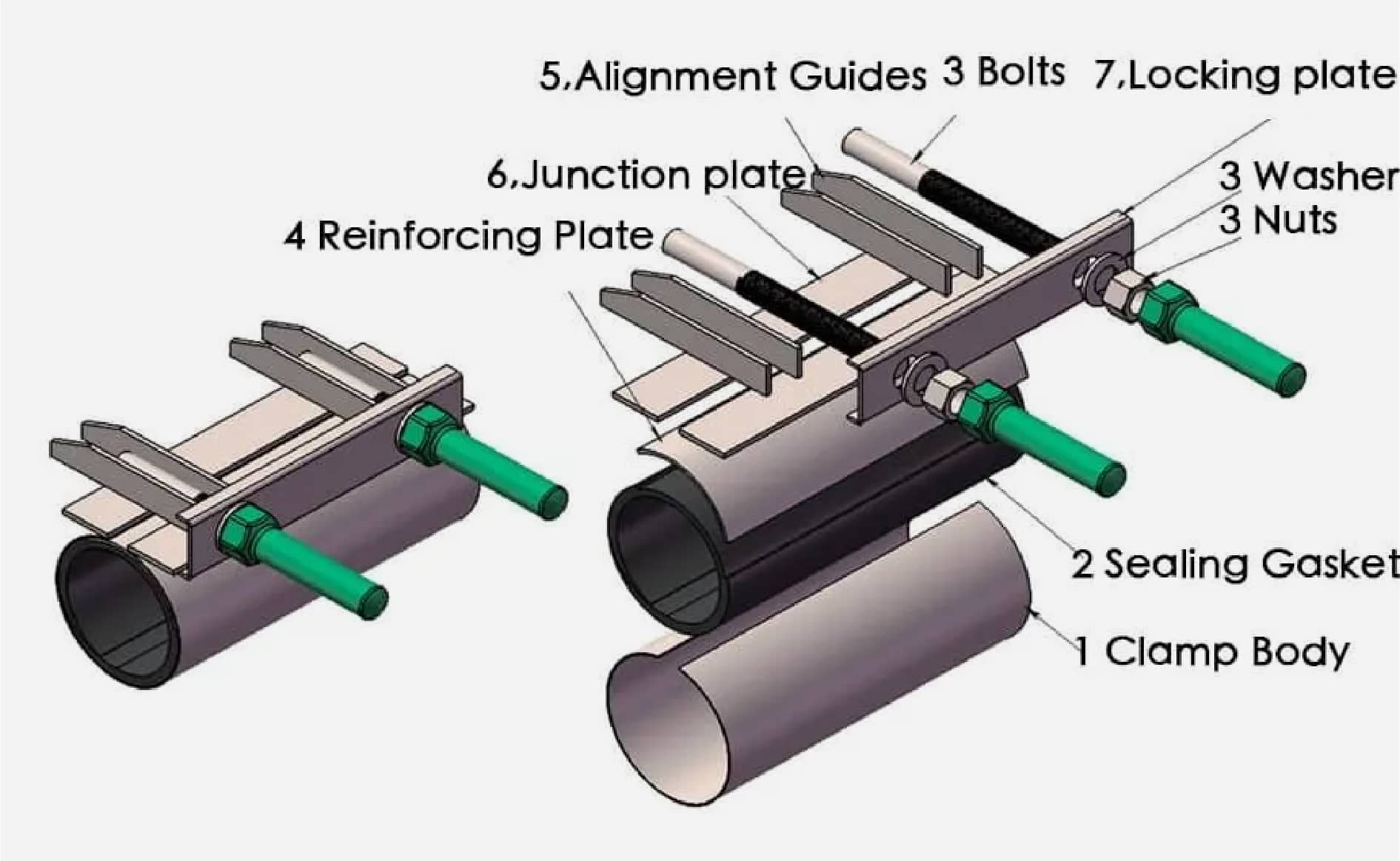 pipe repair clamp parts