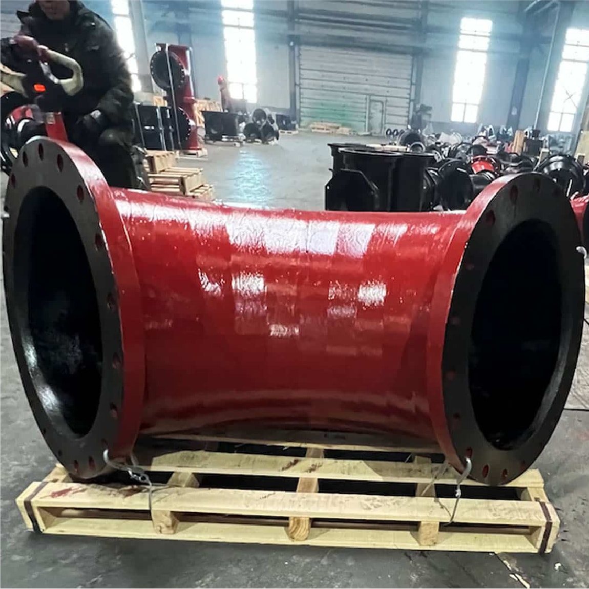 AWWA C110 ductile iron pipe fitting 90° long raidus bend