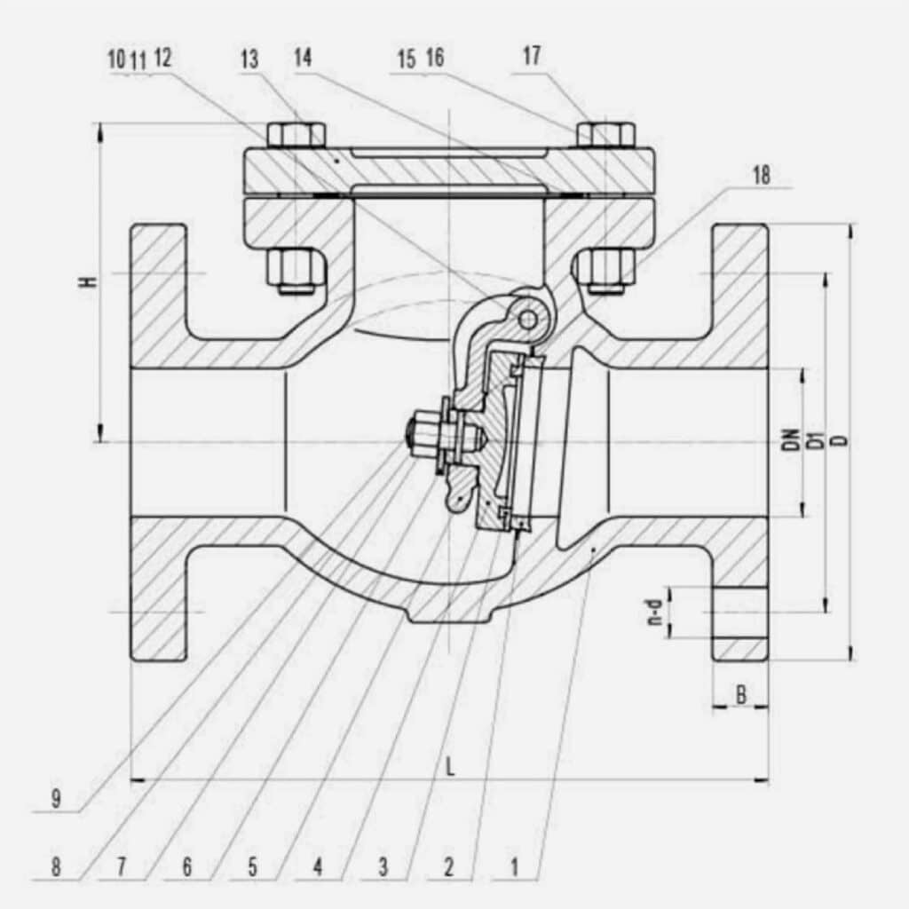AWWA swing check valve Drawing