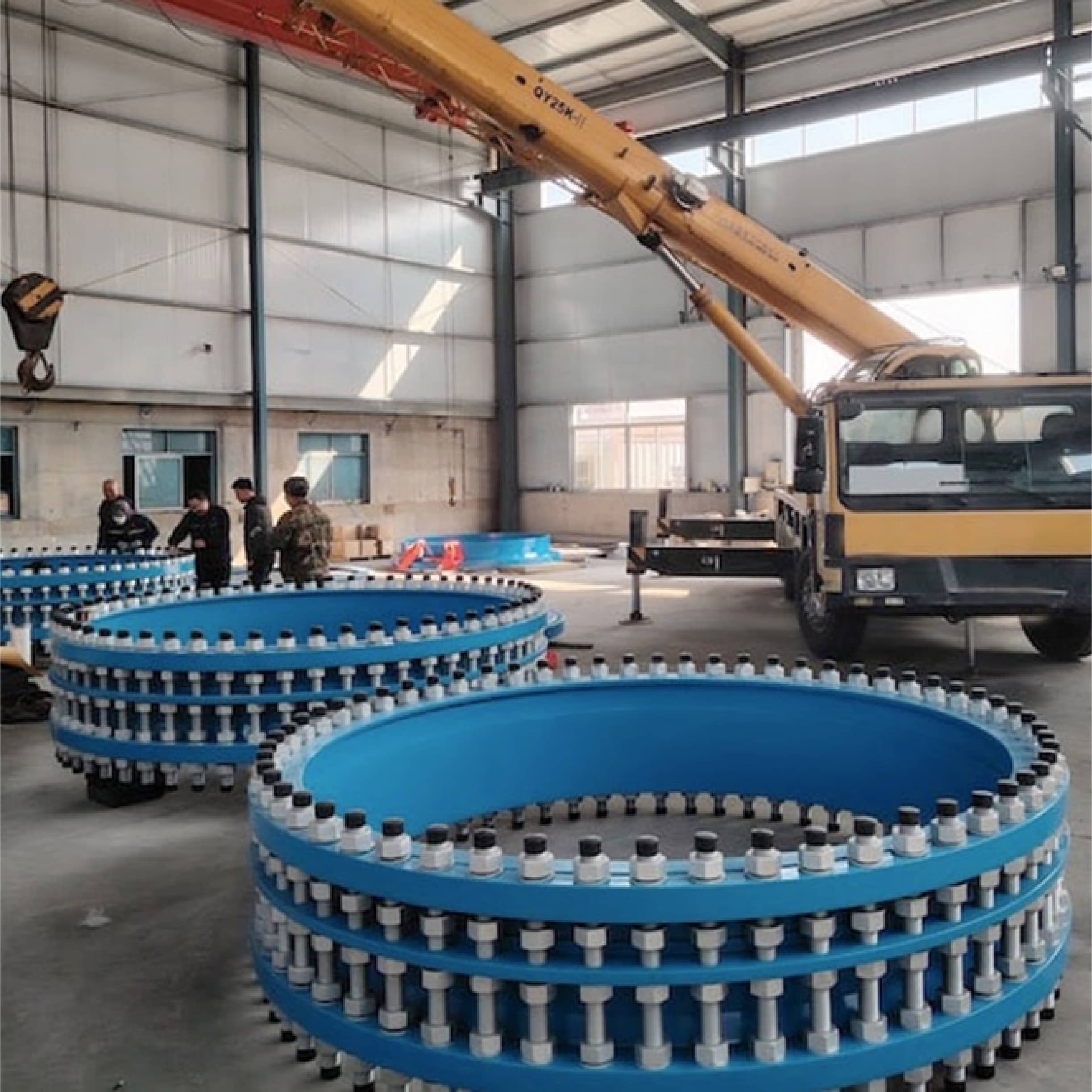 A ductile iron dismantling joint ready for installation