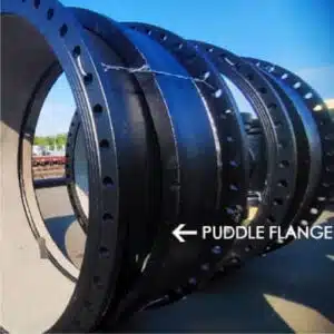 Double flanged pipe with puddle