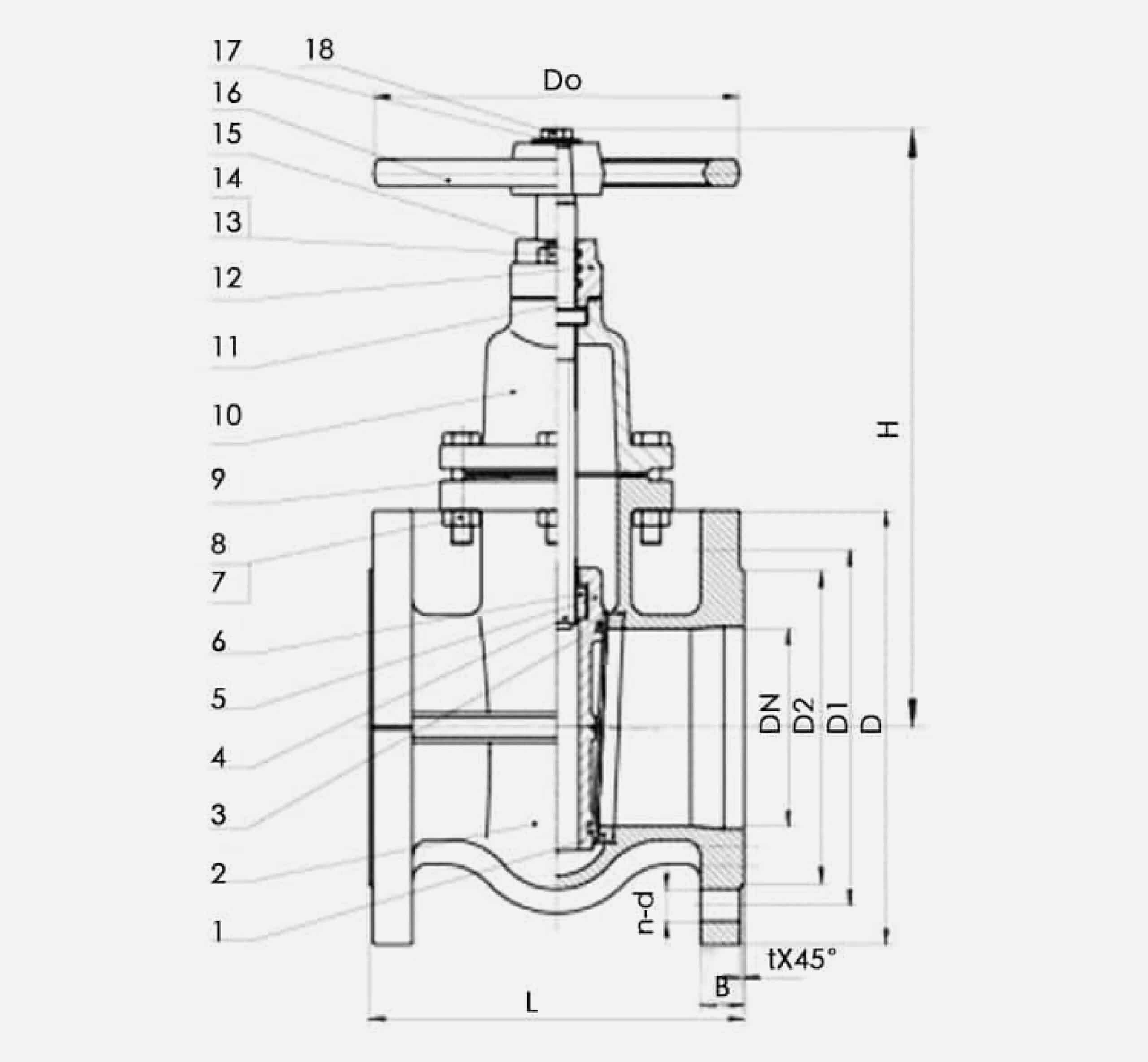 Ductile Iron Gate Valve diagram