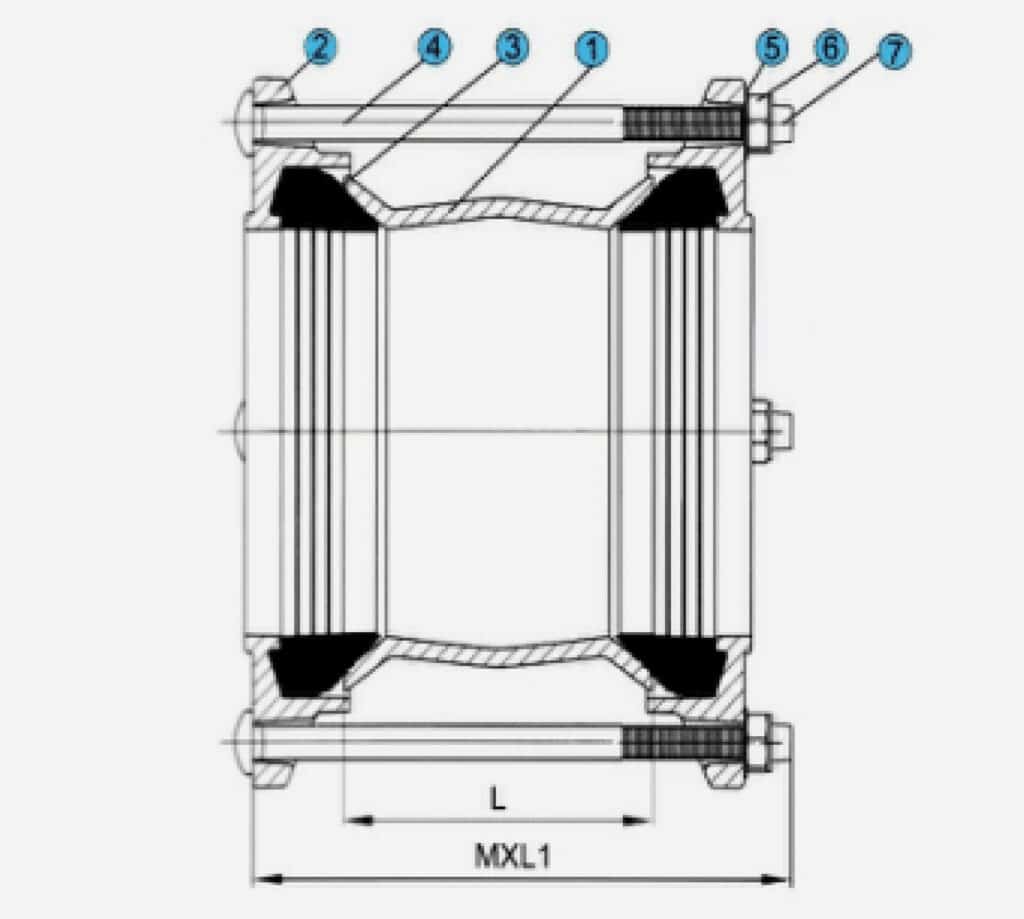 Flexible Rubber Coupling for Pipes drawing