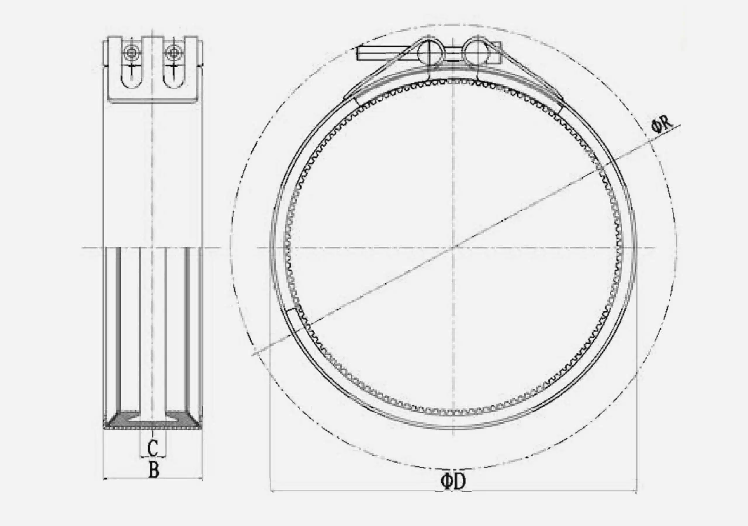 Narrow Restrained Stainless Steel Pipe Coupling drawing