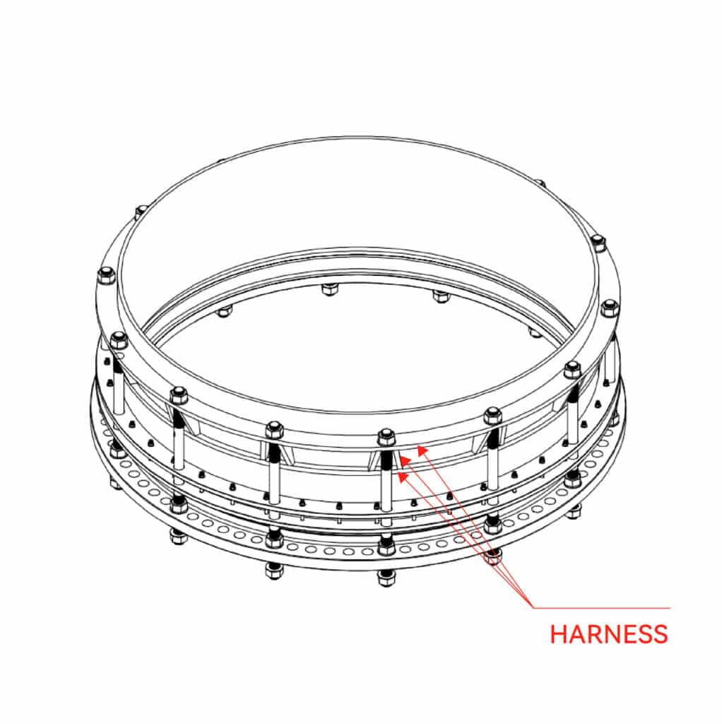 Restrained Flange Coupling Adapter with Harness