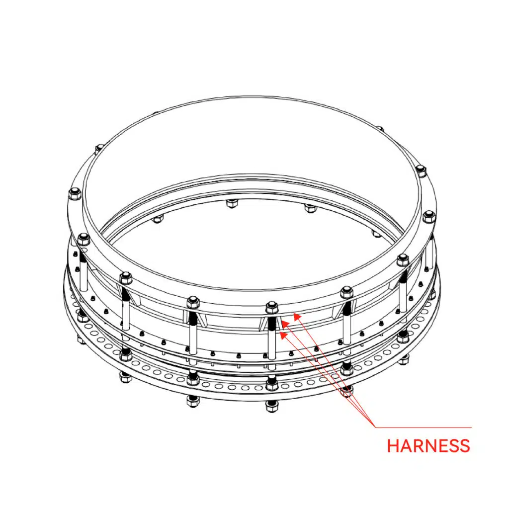 Restrained Flange Coupling Adapter with Harness