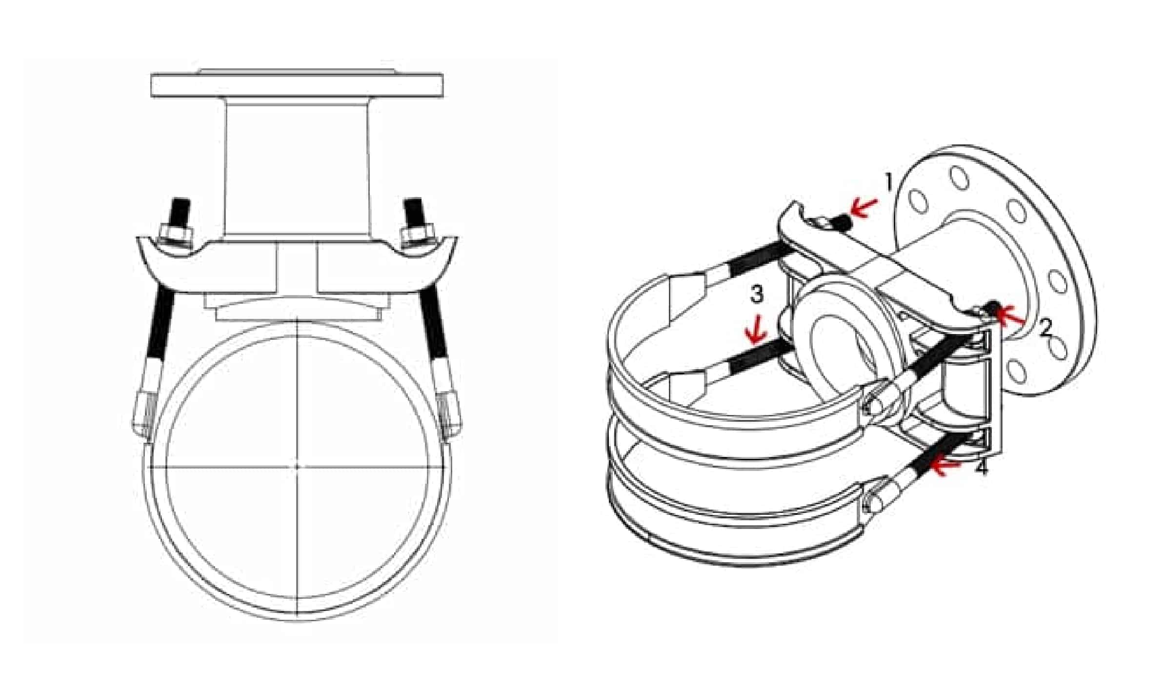 Tapping saddle with flange outlet-double bands or multiple bands installation instruction Step 4