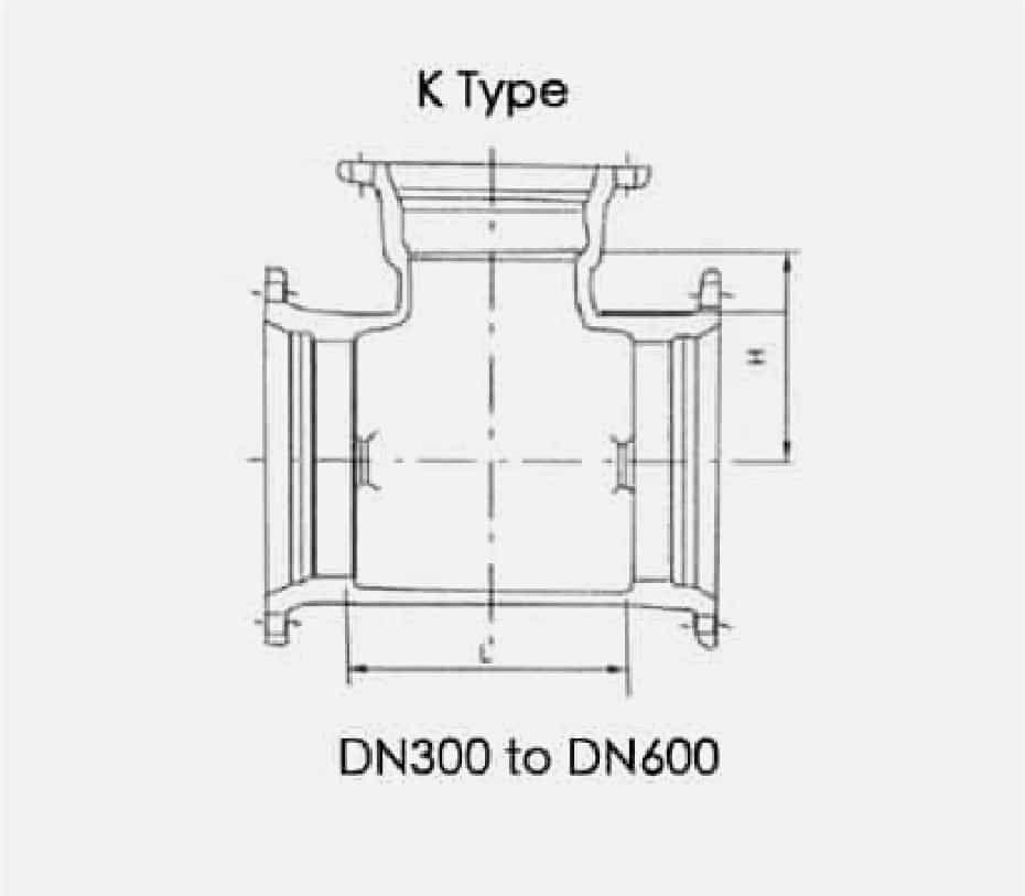 all socket tee K type DN300 DN600