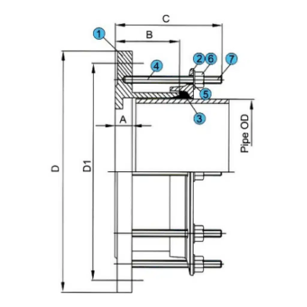 dedicated flange adaptor drawing