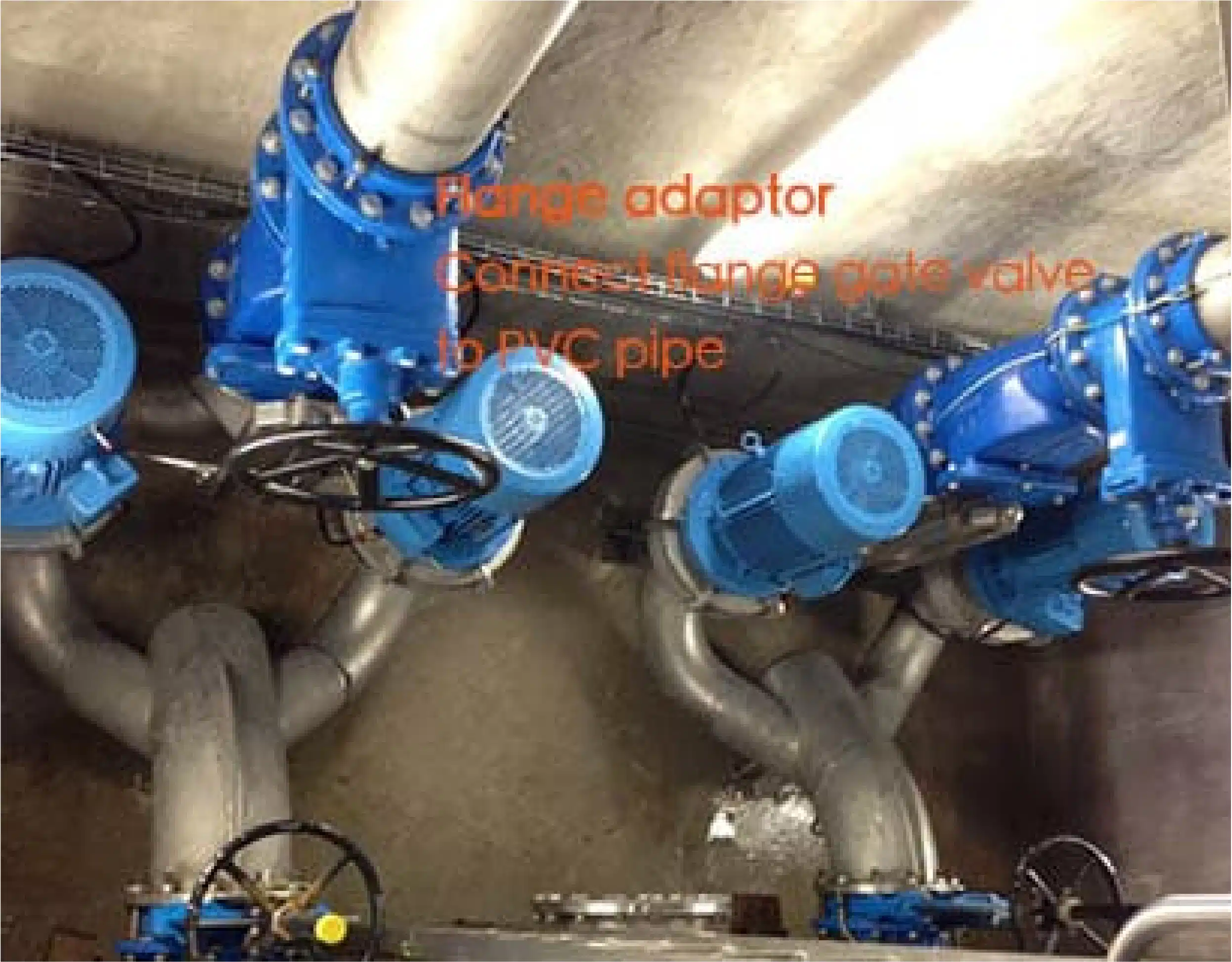 A flange adaptor connecting a pipe to a valve