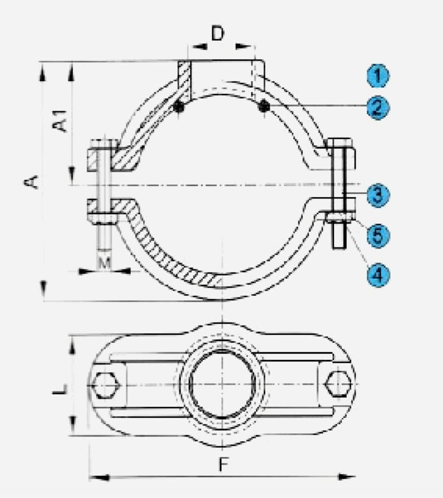 grey cast iron water saddle clamp drawing