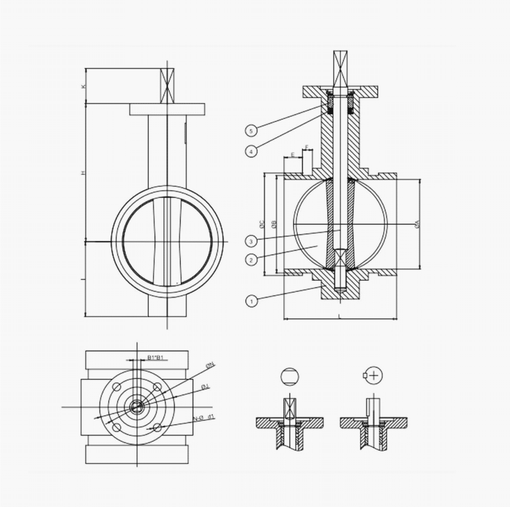 grooved butterfly valve drawing